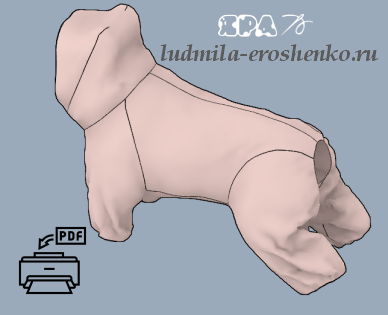 выкройка комбинезона для собаки "Булли"