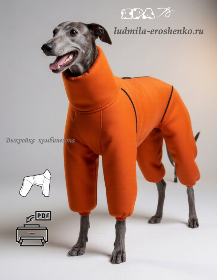 Выкройка комбинезона для собаки "Борзые "