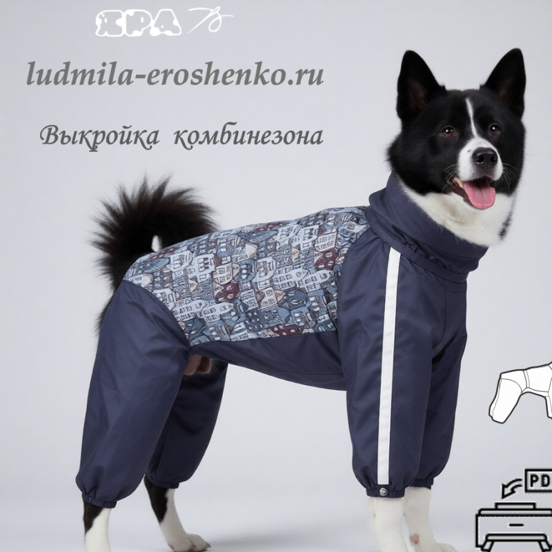 Выкройка комбинезона для собаки "Лайка"
