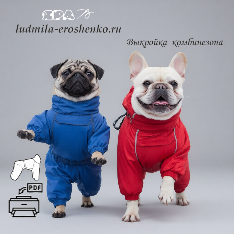 Выкройка комбинезона для собаки "Франц/мопс"