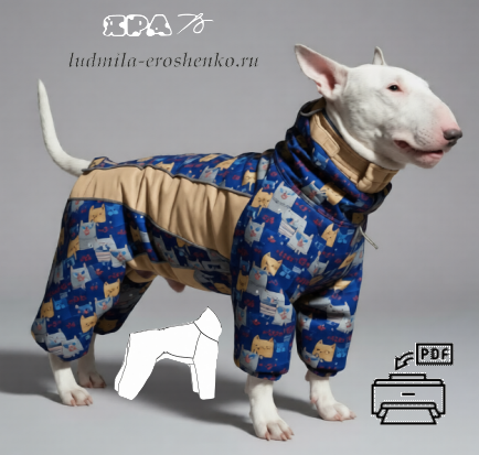 Выкройка комбинезона для собаки - Бультерьер